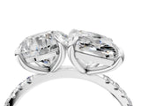 Silver Round and Radiant Toi Moi Ring with Prong Setting and Pave Band 4
