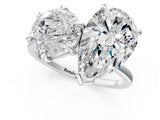 Silver Round and pear toi moi ring 1