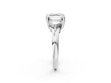 Silver Three-Stone Asscher Brilliant Cut Solitaire Ring with Prong Setting on a Classic Band 3