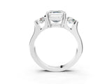 Silver Three-Stone Asscher Cut Cut Classic Band Prong Setting Ring_10