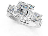 Silver Three-Stone Asscher Cut Cut Classic Band Prong Setting Ring_8