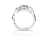Silver Three-Stone Asscher Cut Cut Diamond Engagement Ring with Prong Setting on a White Gold Band_22