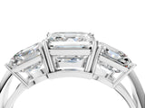 Silver Three-Stone Asscher Cut Cut Diamond Engagement Ring with Prong Setting on a White Gold Band_23
