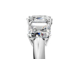 Silver Three-Stone Asscher Cut Cut Diamond Engagement Ring with Prong Setting on a White Gold Band_24