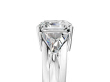 Silver Three-Stone Asscher Cut Cut Diamond Ring with Trillion Side Stones on a Split Shank Band_18
