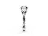 Silver Three-Stone Asscher Cut Cut Milgrain Band Prong Setting Ring_21