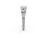 Silver Three-Stone Asscher Cut Cut Milgrain Pavé Engagement Ring_9