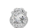 Silver Three-Stone Asscher Cut Halo Diamond Milgrain Band with Four-Prong Setting_12