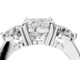 Silver Three-Stone Cushion Brilliant Cut Solitaire Ring with Prong Setting on a Classic Band 5