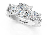 Silver Three-Stone Cushion Cut Cut Classic Band Prong Setting Ring_8