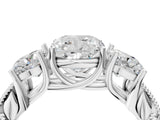 Silver Three-Stone Cushion Cut Cut Milgrain Pavé Engagement Ring_11