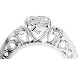 Silver Three-Stone Cushion Cut Diamond Cathedral Engagement Ring with Prong Setting_10
