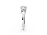 Silver Three-Stone Cushion Cut Diamond Engagement Ring with Prong Setting on a Silver Band_32