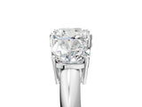 Silver Three-Stone Cushion Cut Diamond Engagement Ring with Prong Setting on a Silver Band_35