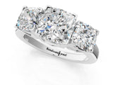 Silver Three-Stone Cushion Cut Diamond Ring with Channel Set Band and Four-Prong Setting_19