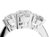 Silver Three-Stone Cushion Cut Diamond Ring with Channel Set Band and Four-Prong Setting_22