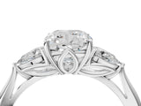 Silver Three-Stone Cushion Cut Diamond Ring with Pear  Side Stones in Four-Prong Setting_20