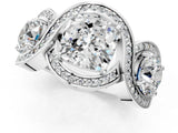 Silver Three-Stone Cushion Cut Diamond Wave Pave Band with Prong Setting_14