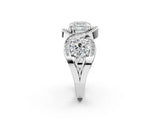 Silver Three-Stone Cushion Cut Diamond Wave Pave Band with Prong Setting_15