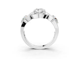 Silver Three-Stone Cushion Cut Diamond Wave Pave Band with Prong Setting_16