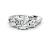 Silver Three-Stone Cushion Diamond Channel Set Engagement Ring with Prong Setting_3