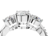 Silver Three-Stone Cushion Diamond Channel Set Engagement Ring with Prong Setting_7