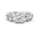 Silver Three-Stone Cushion and Princess Cut Diamond Ring with Channel Band and Four-Prong Setting_16