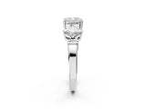 Silver Three-Stone Cushion and Princess Cut Diamond Ring with Channel Band and Four-Prong Setting_18