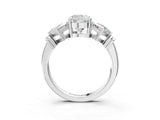 Silver Three-Stone Cushion and Princess Cut Diamond Ring with Channel Band and Four-Prong Setting_19