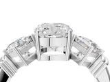 Silver Three-Stone Cushion and Princess Cut Diamond Ring with Channel Band and Four-Prong Setting_20