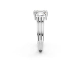 Silver Three-Stone Emerald Cut Cut Classic Band Prong Setting Ring_9