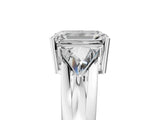 Silver Three-Stone Emerald Cut Cut Diamond Ring with Trillion Side Stones on a Split Shank Band_18