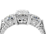 Silver Three-Stone Emerald Cut Cut Milgrain Band Prong Setting Ring_17
