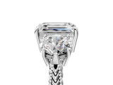 Silver Three-Stone Emerald Cut Cut Milgrain Band Prong Setting Ring_18