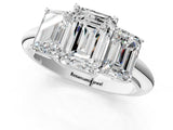 Silver Three-Stone Emerald Cut Diamond Engagement Ring with Prong Setting on a Silver Band_19