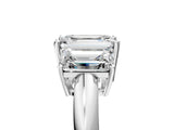 Silver Three-Stone Emerald Cut Diamond Engagement Ring with Prong Setting on a Silver Band_23