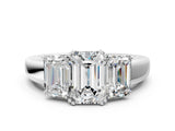 Silver Three-Stone Emerald Cut Diamond Ring with Channel Set Band and Four-Prong Setting_22