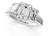 Silver Three-Stone Emerald Cut Diamond Ring with Channel Set Band and Four-Prong Setting_23