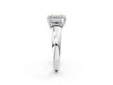 Silver Three-Stone Emerald Cut Diamond Ring with Channel Set Band and Four-Prong Setting_24