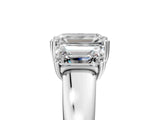 Silver Three-Stone Emerald Cut Diamond Ring with Channel Set Band and Four-Prong Setting_27