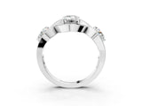 Silver Three-Stone Emerald Cut Diamond Wave Pave Band with Prong Setting_28