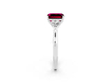 Silver Three-Stone Emerald Cut Garnet Ring with Pear  Side Stones in Four-Prong Setting_56
