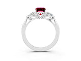 Silver Three-Stone Emerald Cut Garnet Ring with Pear  Side Stones in Four-Prong Setting_57