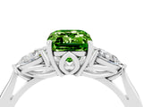Silver Three-Stone Emerald Cut Peridot Ring with Pear  Side Stones in Four-Prong Setting_58