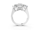 Silver Three-Stone Emerald Diamond Engagement Ring with Prong Setting on a Classic Band_6