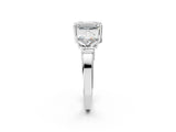 Silver Three-Stone Emerald and Princess Cut Diamond Ring with Channel Band and Four-Prong Setting_18