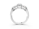 Silver Three-Stone Emerald and Princess Cut Diamond Ring with Channel Band and Four-Prong Setting_19
