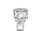 Silver Three-Stone Emerald and Princess Cut Diamond Ring with Channel Band and Four-Prong Setting_21