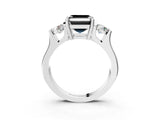 Silver Three-Stone Fancy Black Asscher Cut Cut Classic Band Prong Setting Ring_9