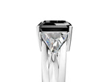 Silver Three-Stone Fancy Black Asscher Cut Cut Diamond Ring with Trillion Side Stones on a Split Shank Band_11